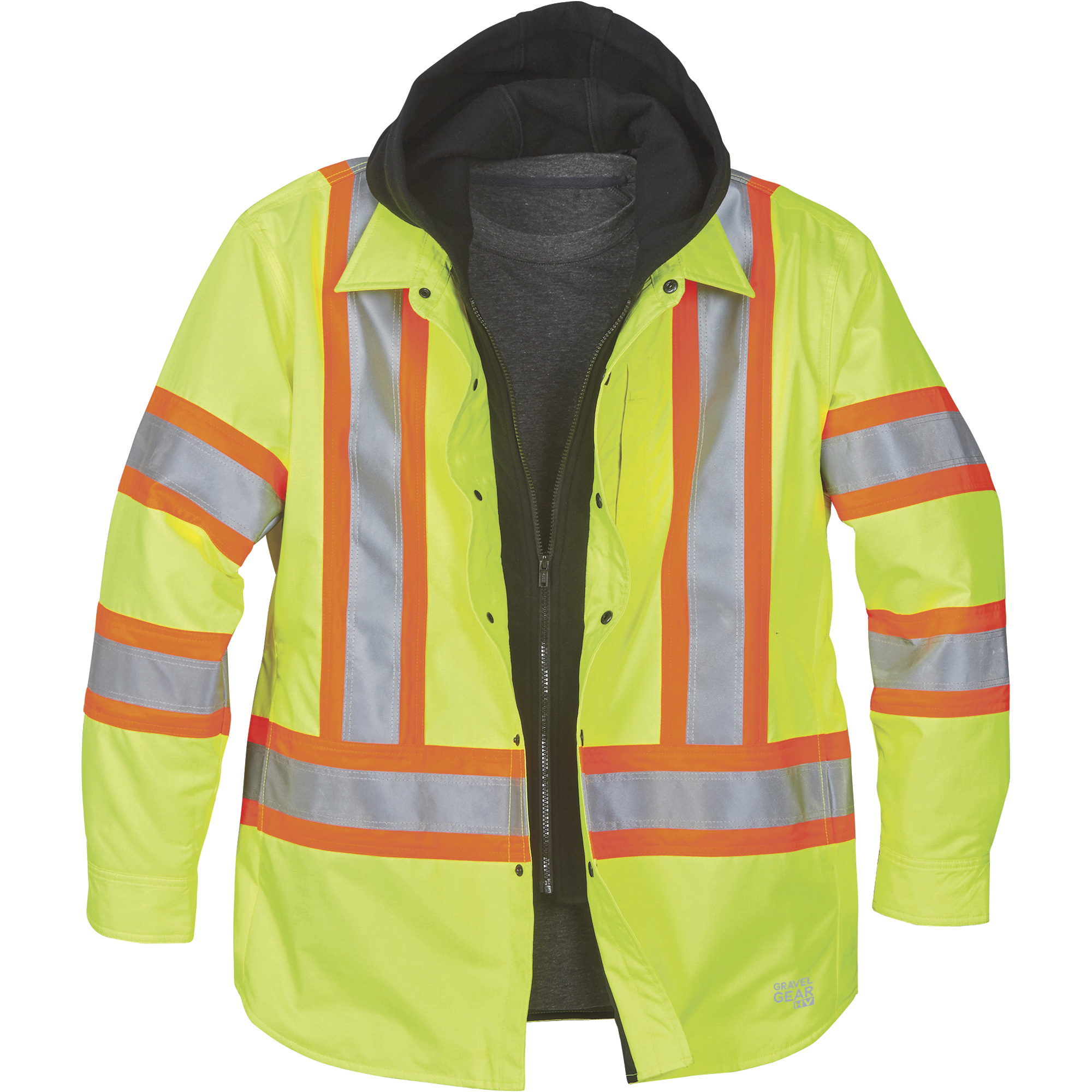 Gravel Gear Men's Class 3 High Visibility Lined Shirt Jacket â Lime, Large