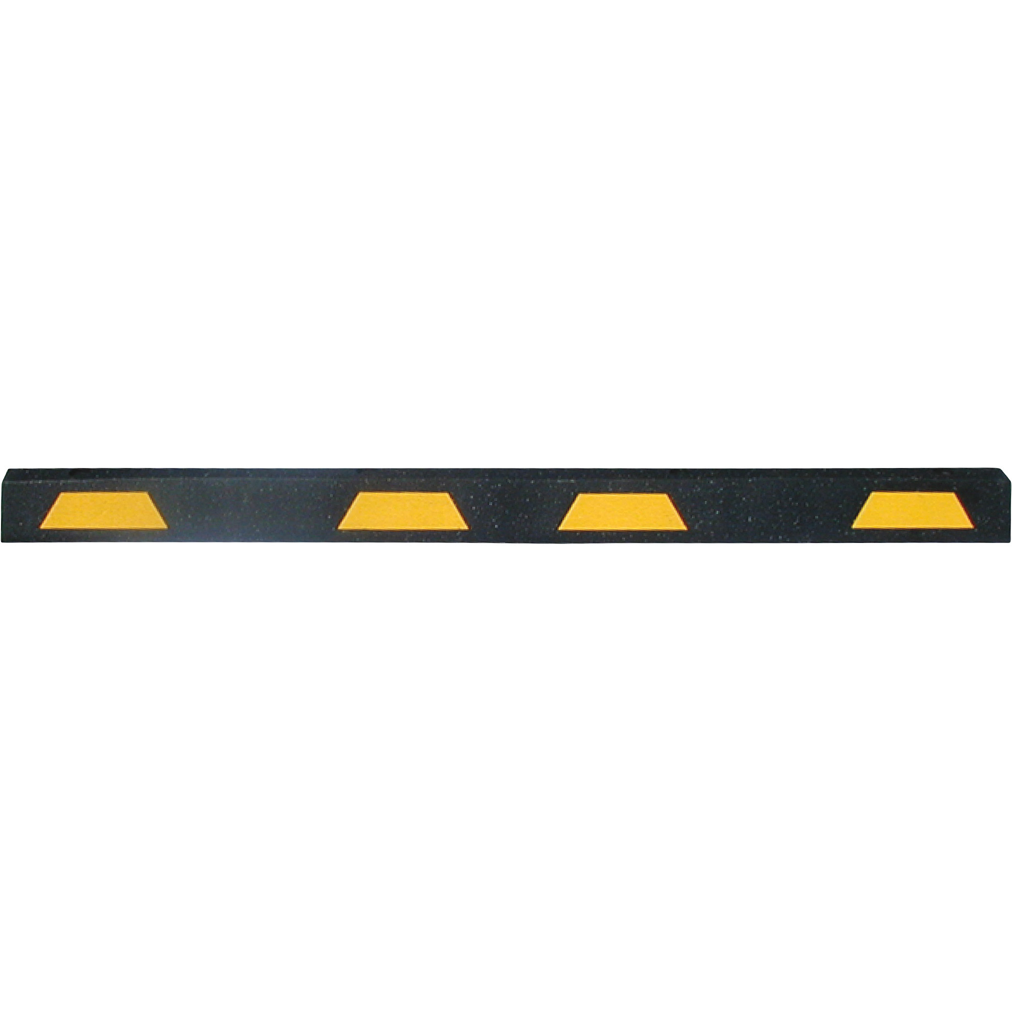 Plasticade 6ft. Car Stop Parking Curb â Black with Yellow Reflective Stripes, 72n.L x 6Inch W x 4 1/2Inch H, Model STN-6Y