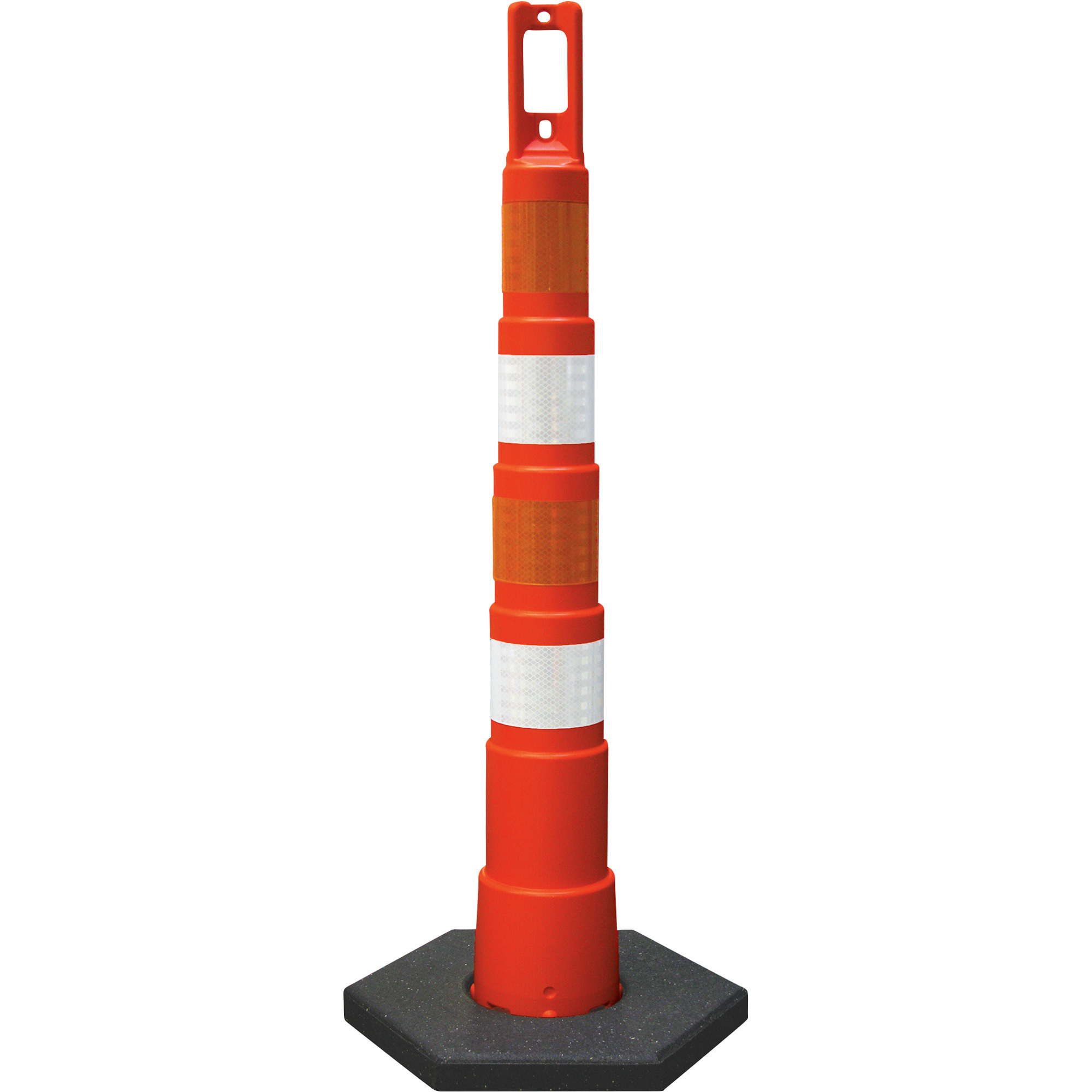 Plasticade Navicade Slim Channelizer Traffic Post with 16-Lb. Base â Orange, 49 1/2Inch H x 4Inch D x 20 1/4Inch W, Model 650R1-O-4-EG-A-RB16