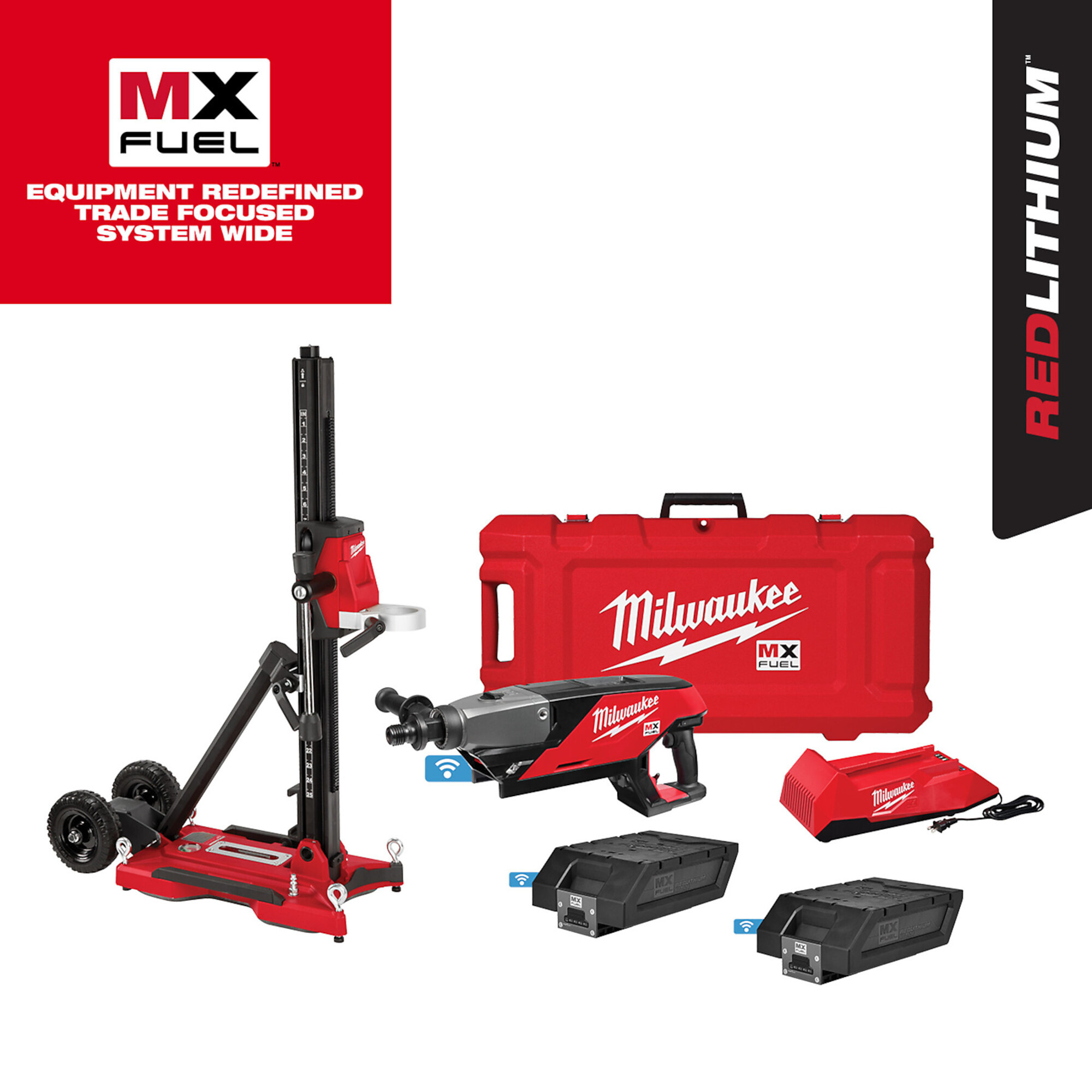 Milwaukee MX FUEL Cordless Handheld Core Drill Kit With Stand, Two Batteries, Model MXF301-2CXS