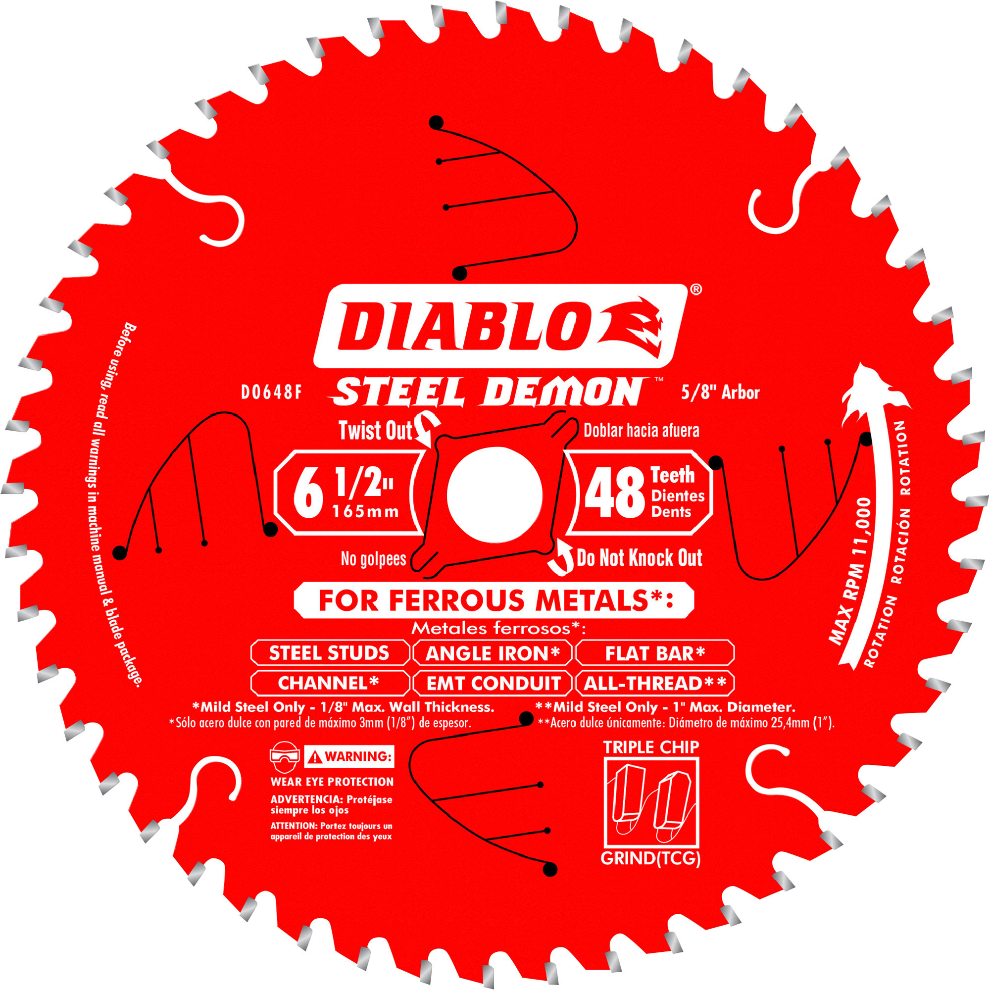 Diablo Steel Demon Multi-Purpose Carbide Circular Saw Blade, 6 1/2Inch, 32 Tooth, For Wood and Metal, Model D0632GPX