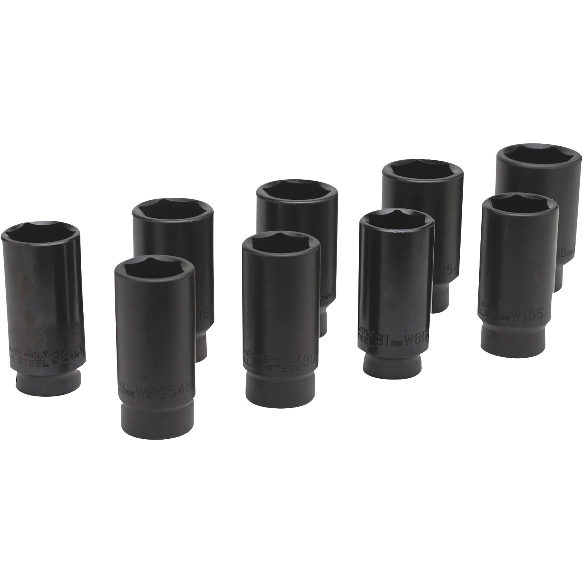 Performance Tool Deluxe Axle Nut Sockets, 9-Piece Set, Metric, Model W89318