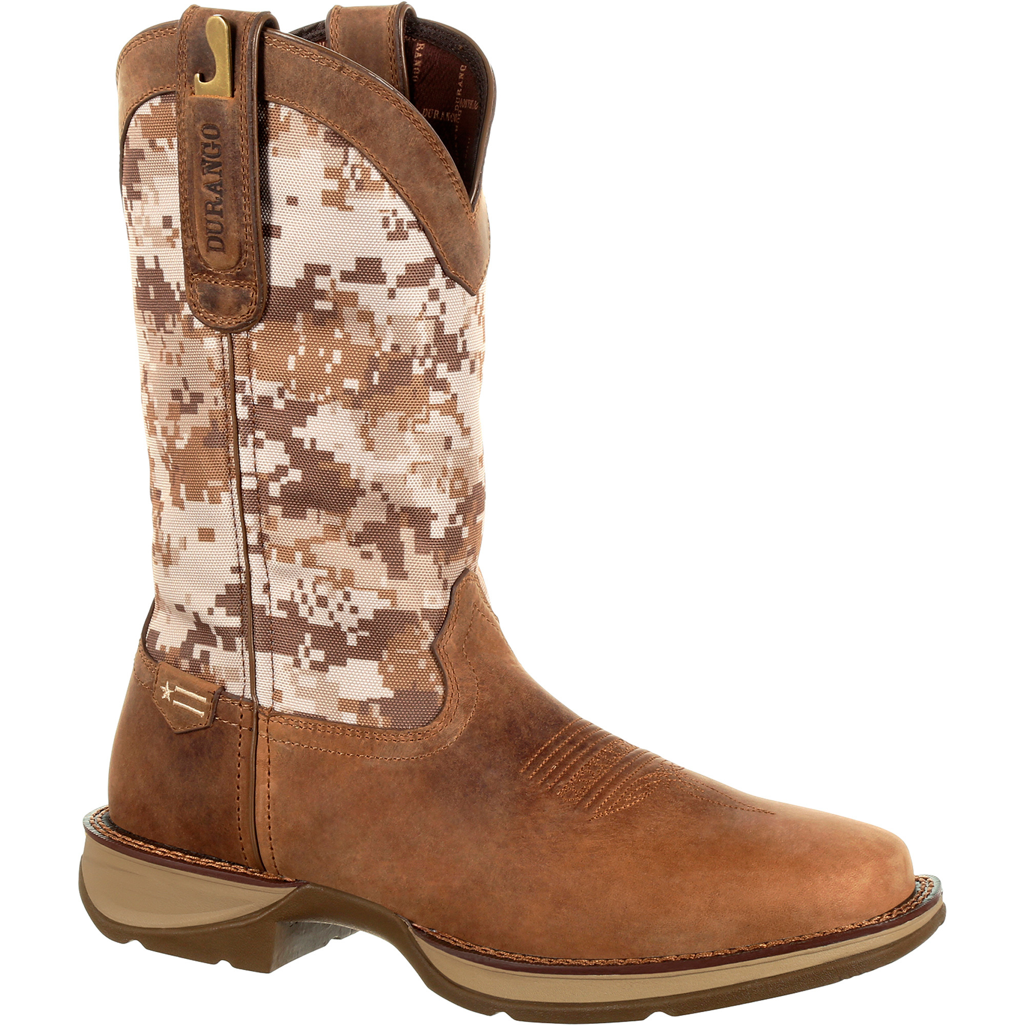 Durango Men's 12Inch Desert Camo Pull-On Rebel Western Boots â Dusty Brown/Desert Camo, Size 10 1/2, Model DDB0166