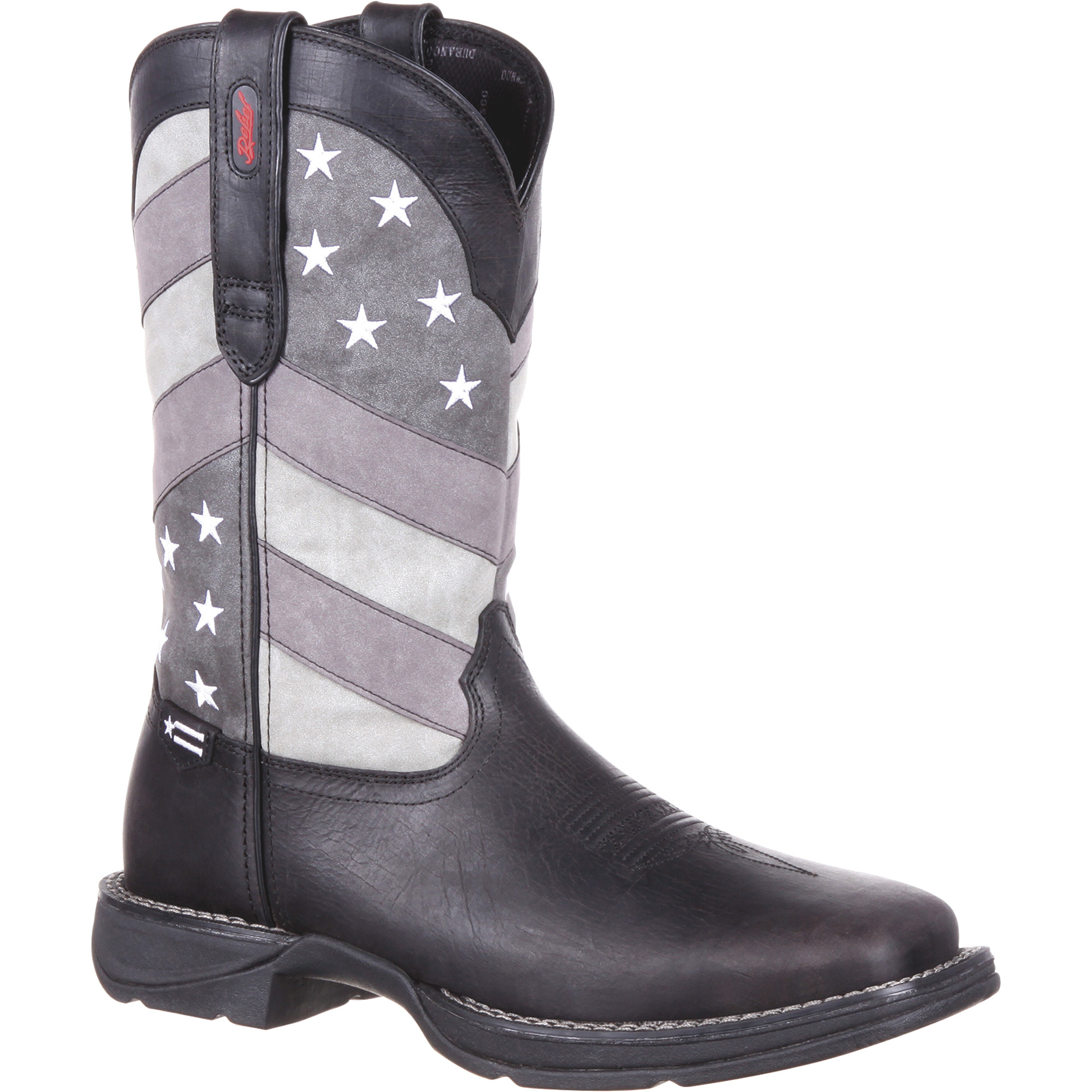 Durango Men's 12Inch Rebel Western Work Boots â Black/Gray Flag, Size 8 1/2 Wide, Model DDB0125