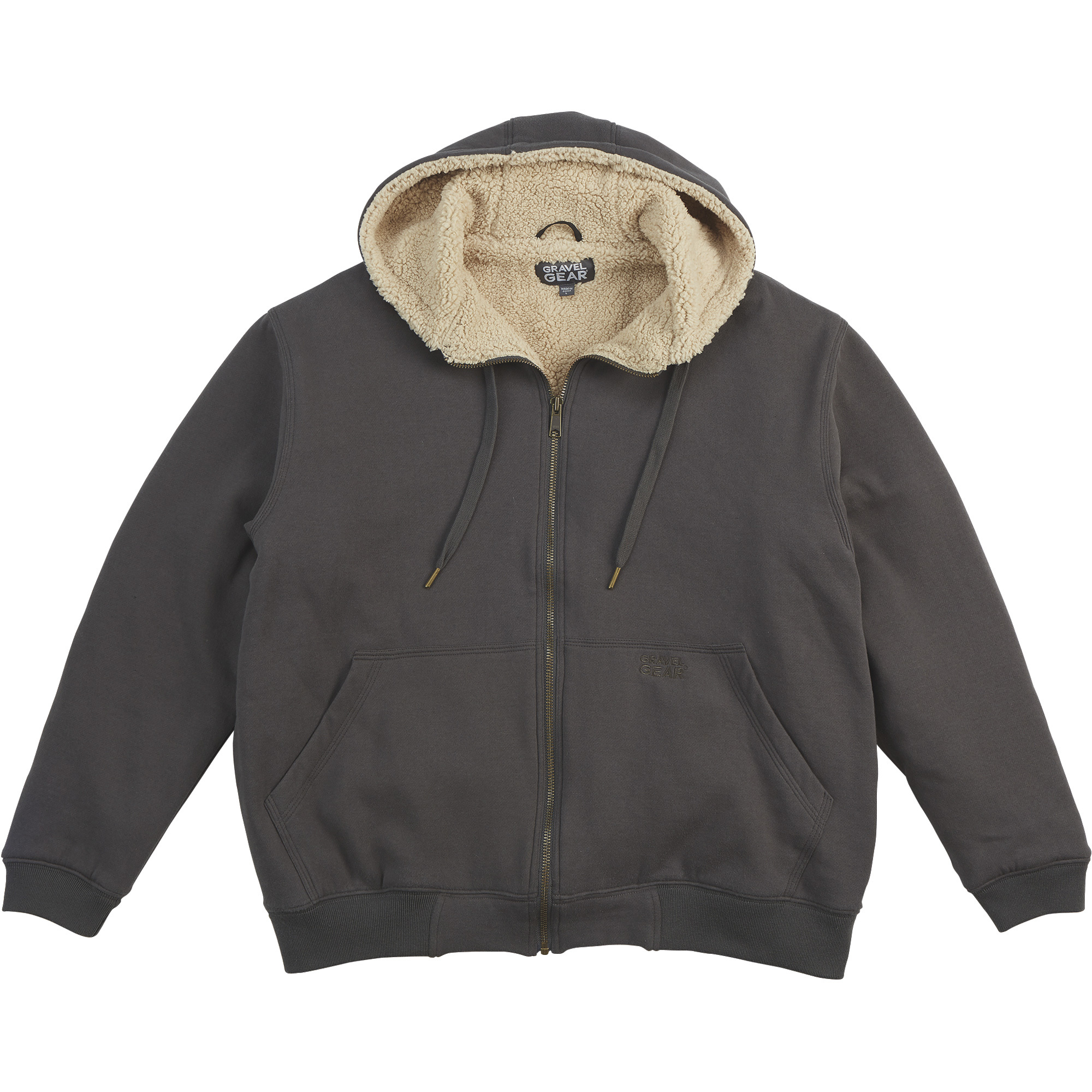 Gravel Gear Men's Sherpa-Lined Full-Zip Hooded Sweatshirt â Charcoal, XL