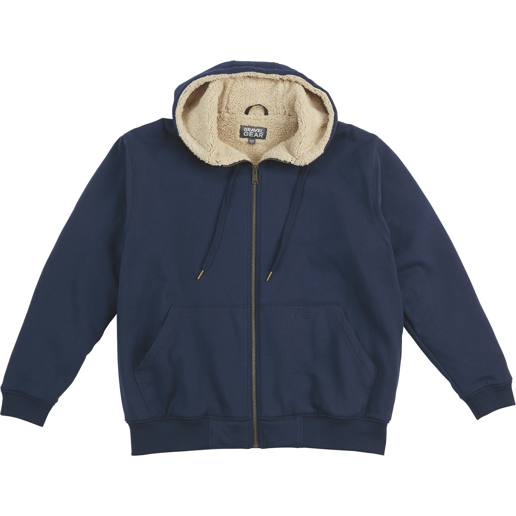 Gravel Gear Men's Sherpa-Lined Full-Zip Hooded Sweatshirt â Navy, 2XL