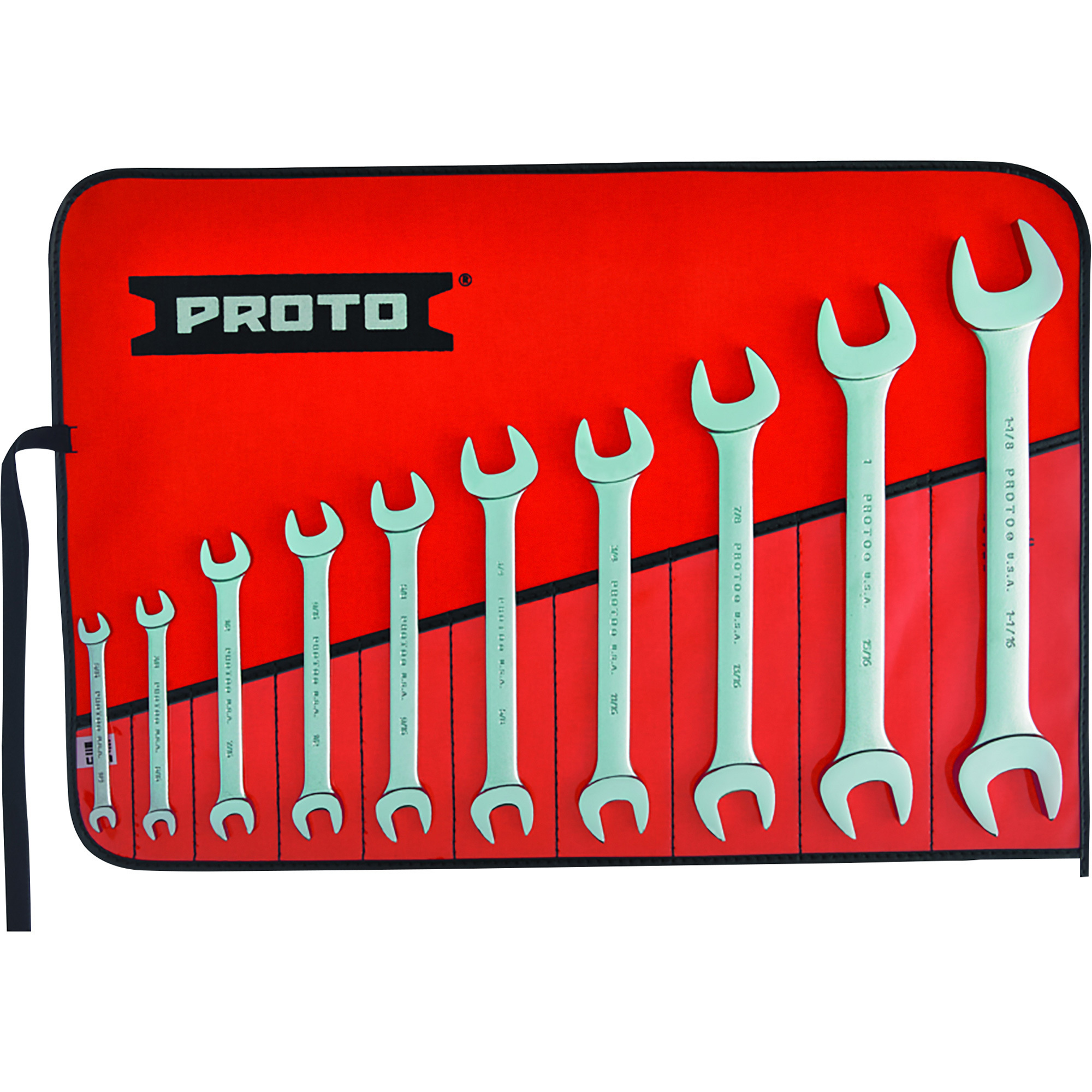 Proto Open End Wrench Set in Flexible Pouch, 10-Piece, Model J3000H