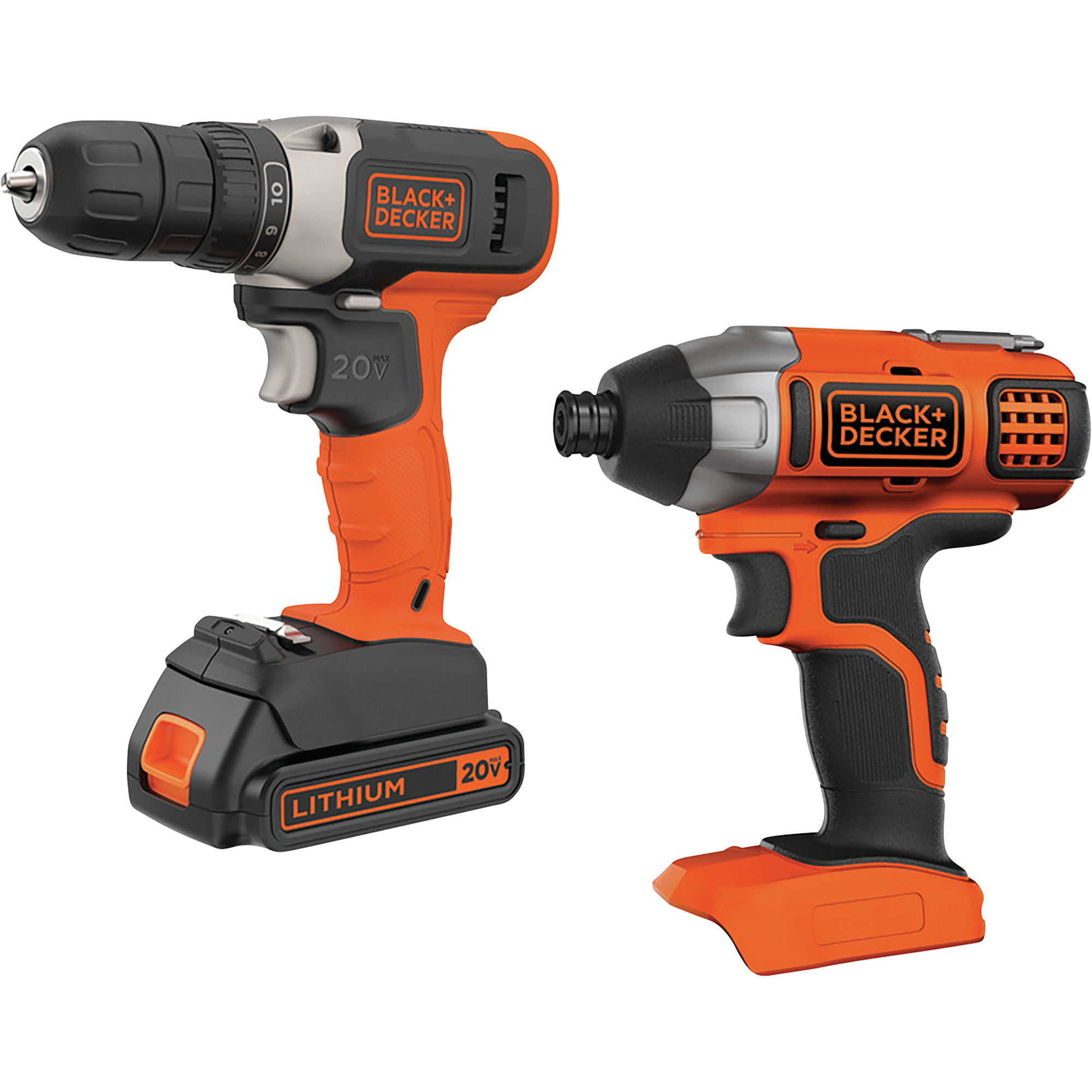 Black + Decker 20V MAX* Cordless Drill/Driver and Impact Driver Combo Kit, One Battery, Model# BD2KITCDIBC
