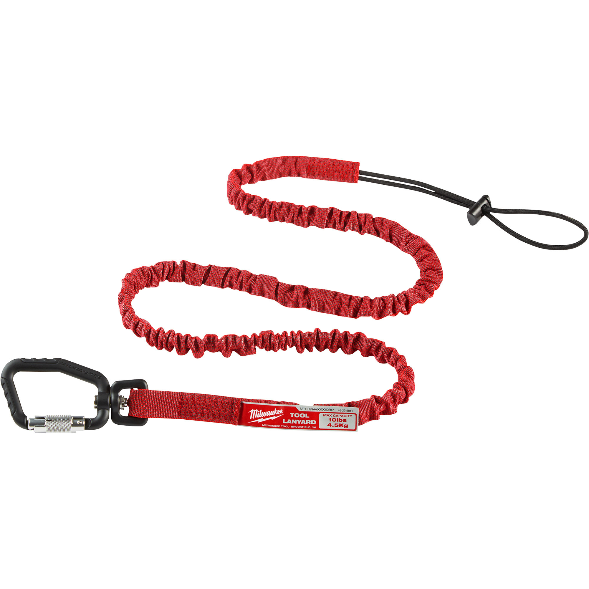 Milwaukee 54Inch Extended Reach Locking Tool Lanyard, 10-Lb. Working Load, Model 48-22-8811