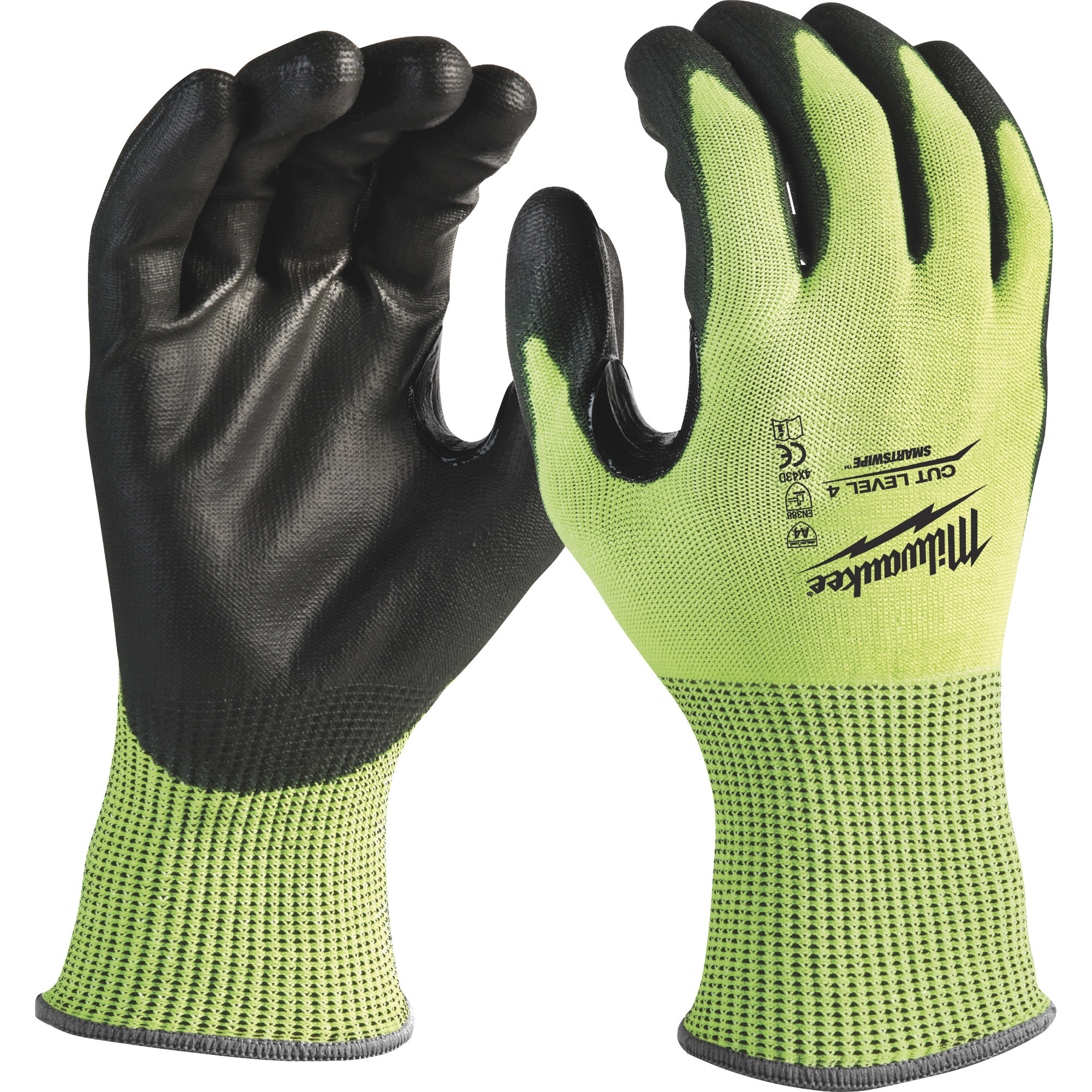 Milwaukee Men's High Visibility Cut Level 4 Protective Safety Gloves, Lime/Black, Large, Model 48-73-8942