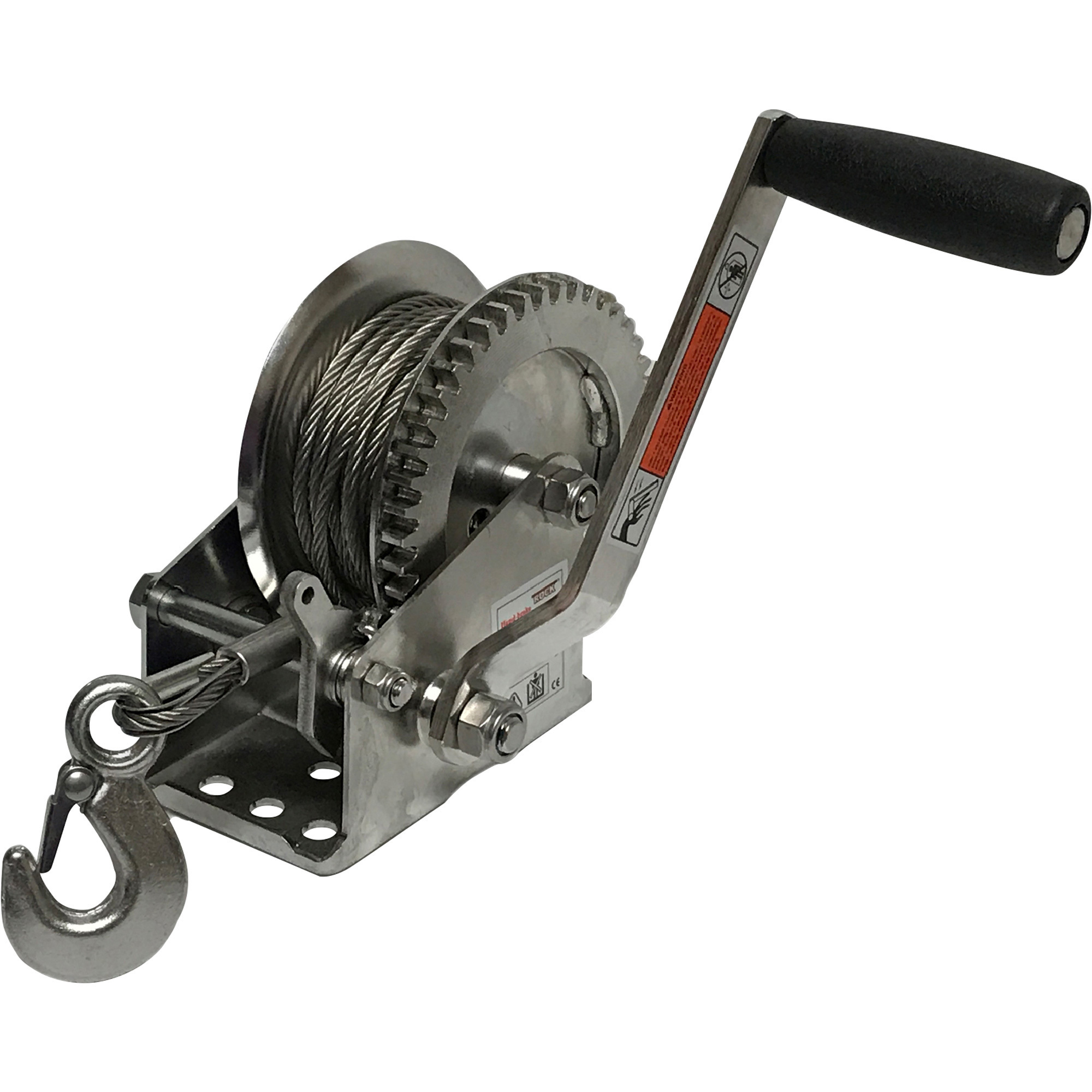 Endurance Marine Stainless Steel Hand Winch, 50ft. Wire Cable, 1400-Lb. Capacity, Manual Brake, Model EBW1400SSC