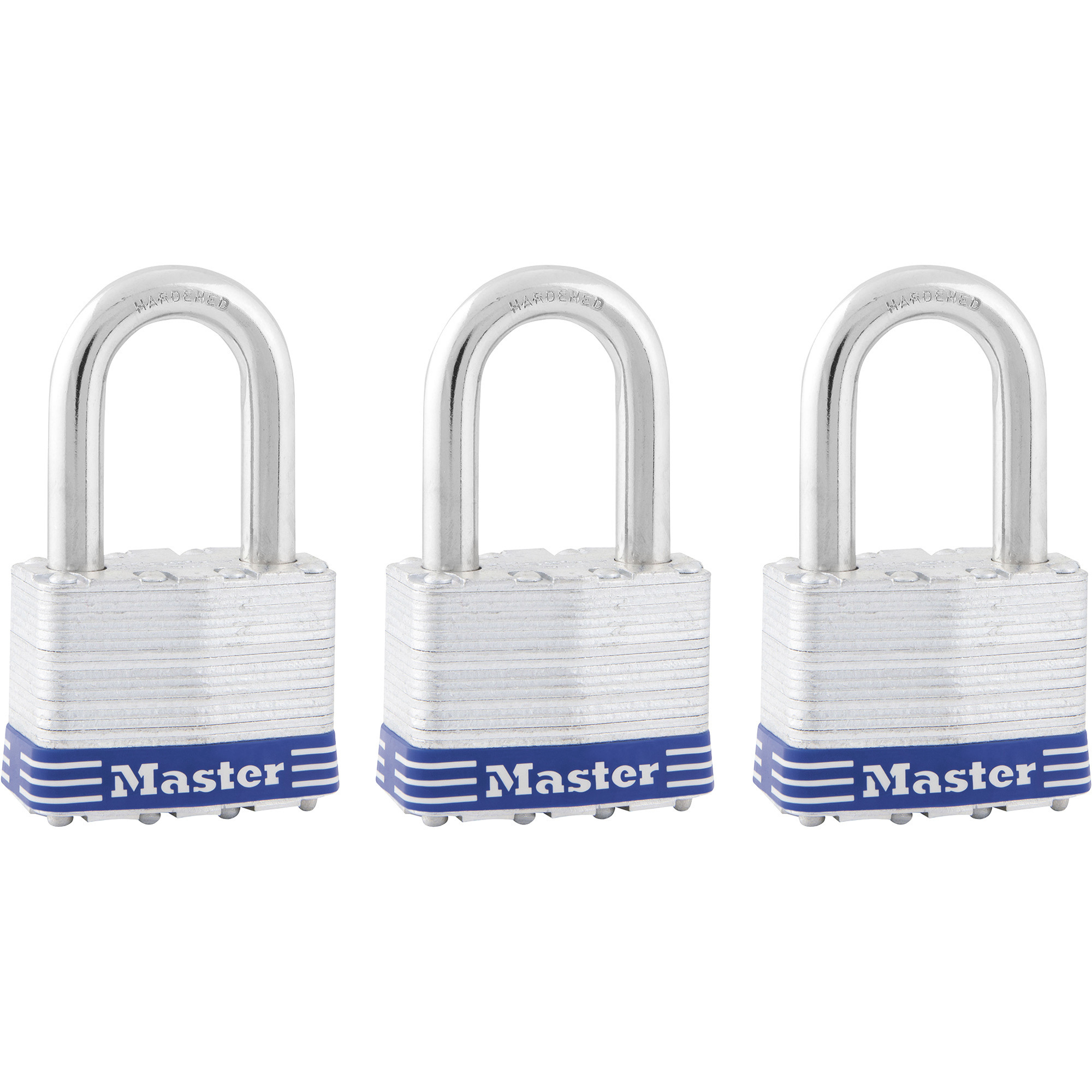 Master Lock 5DLFPF Laminated Pin Tumbler Padlock, 3-Pack, Keyed Alike, Model 5TRILFPF