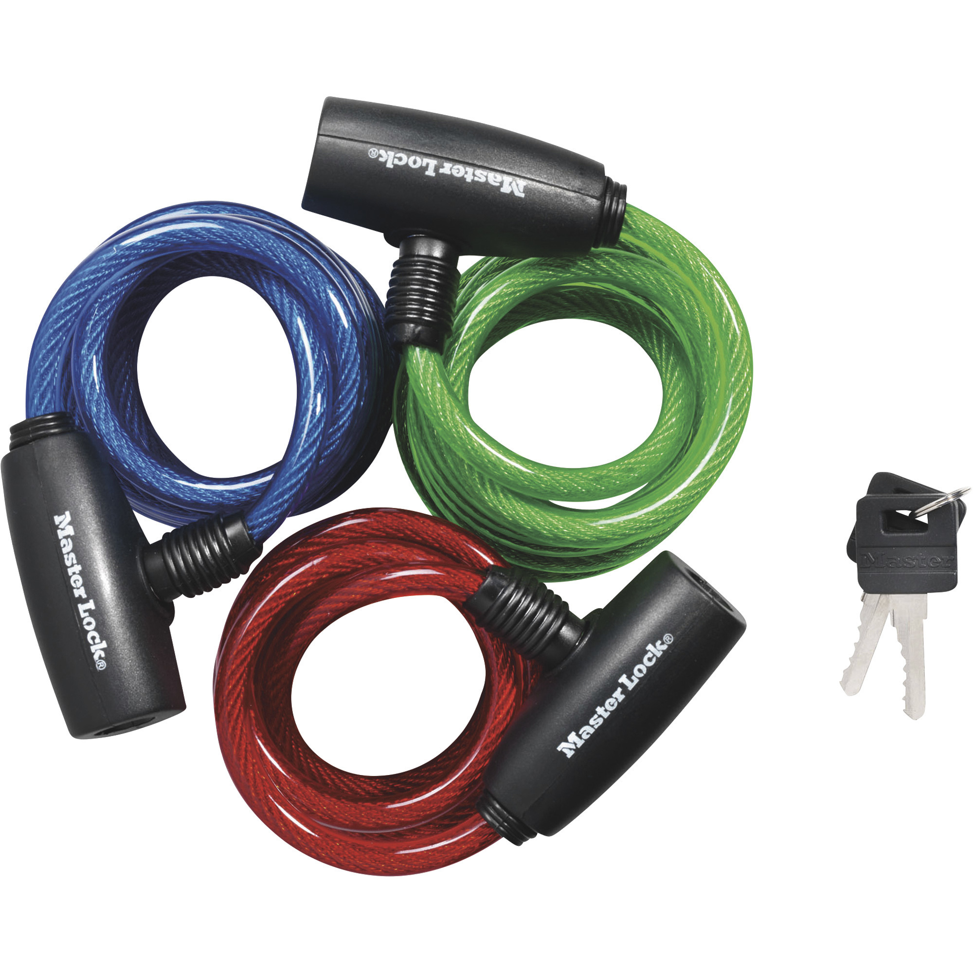 Master Lock Bike Lock/Cable â 3-Pack, Blue, Green and Red, Keyed Alike, Model 8127TRI