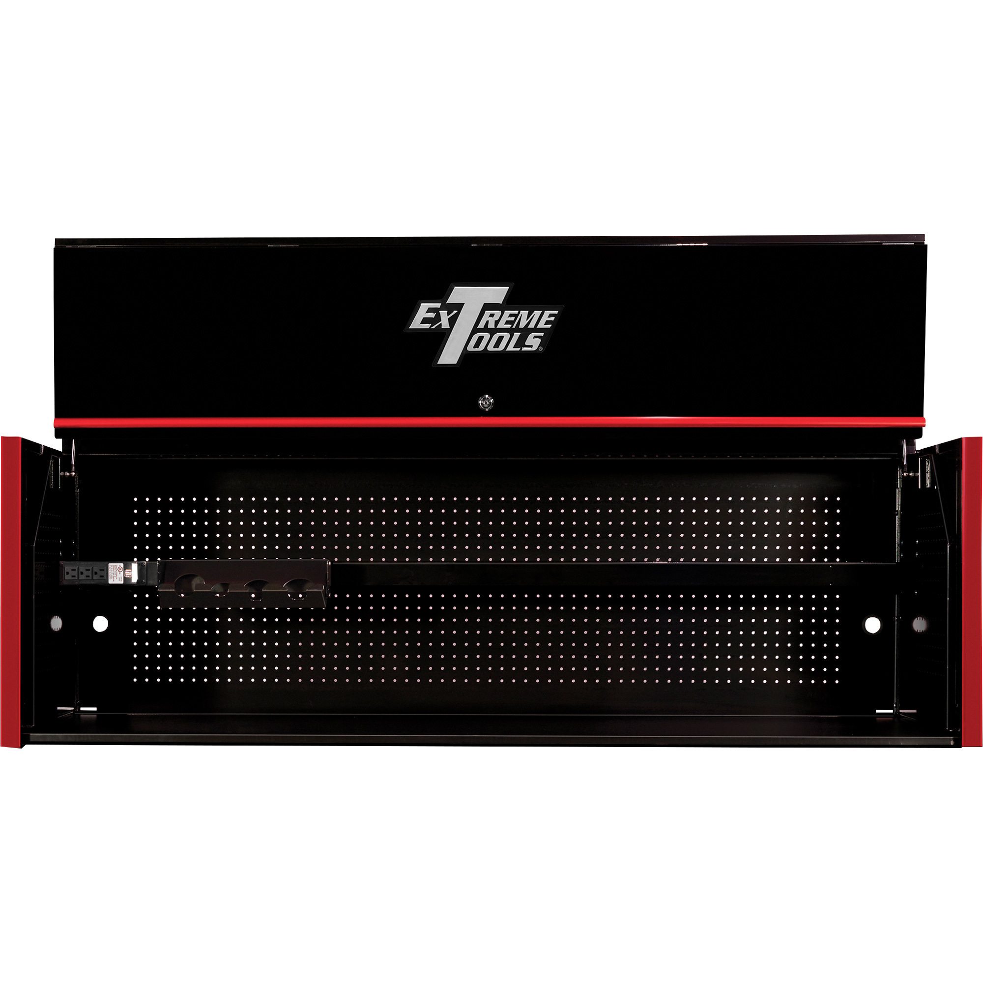 Extreme Tools RX Series 72Inch Extreme Power Workstation Professional Hutch — Black with Red Handle, 72Inch W x 30Inch D x 22.3Inch H, Model -  RX723001HCBKRD