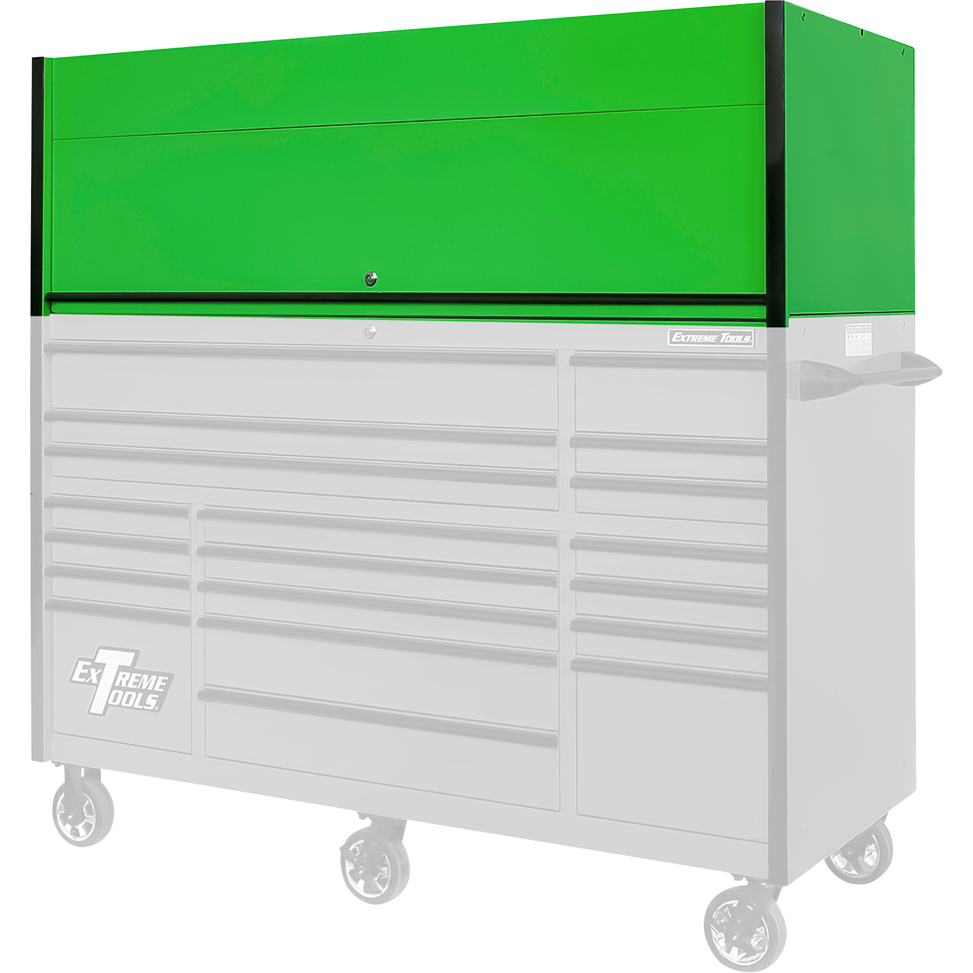 Extreme Tools RX Series 72Inch Extreme Power Workstation Professional Hutch — Green with Black Handle, 72Inch W x 30Inch D x 22.3Inch H, Model -  RX723001HCGNBK