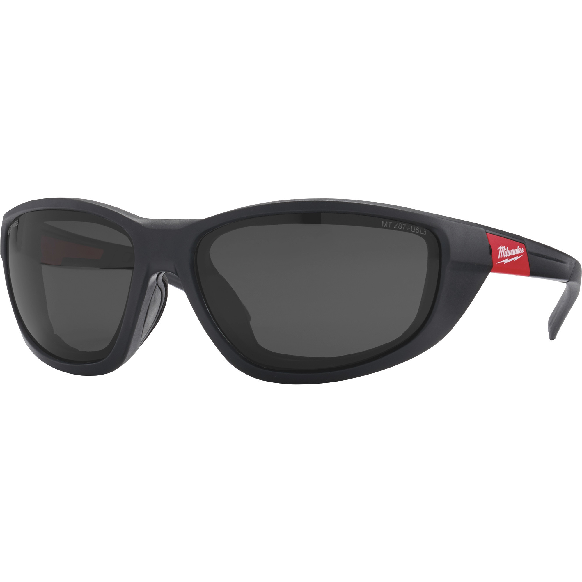 Milwaukee Anti-Fog, Scratch-Resistant, Impact-Resistant, Military-Grade Safety Glasses with Gaskets, Tinted Lenses, Black/Red Frames, Model 48-73-2045