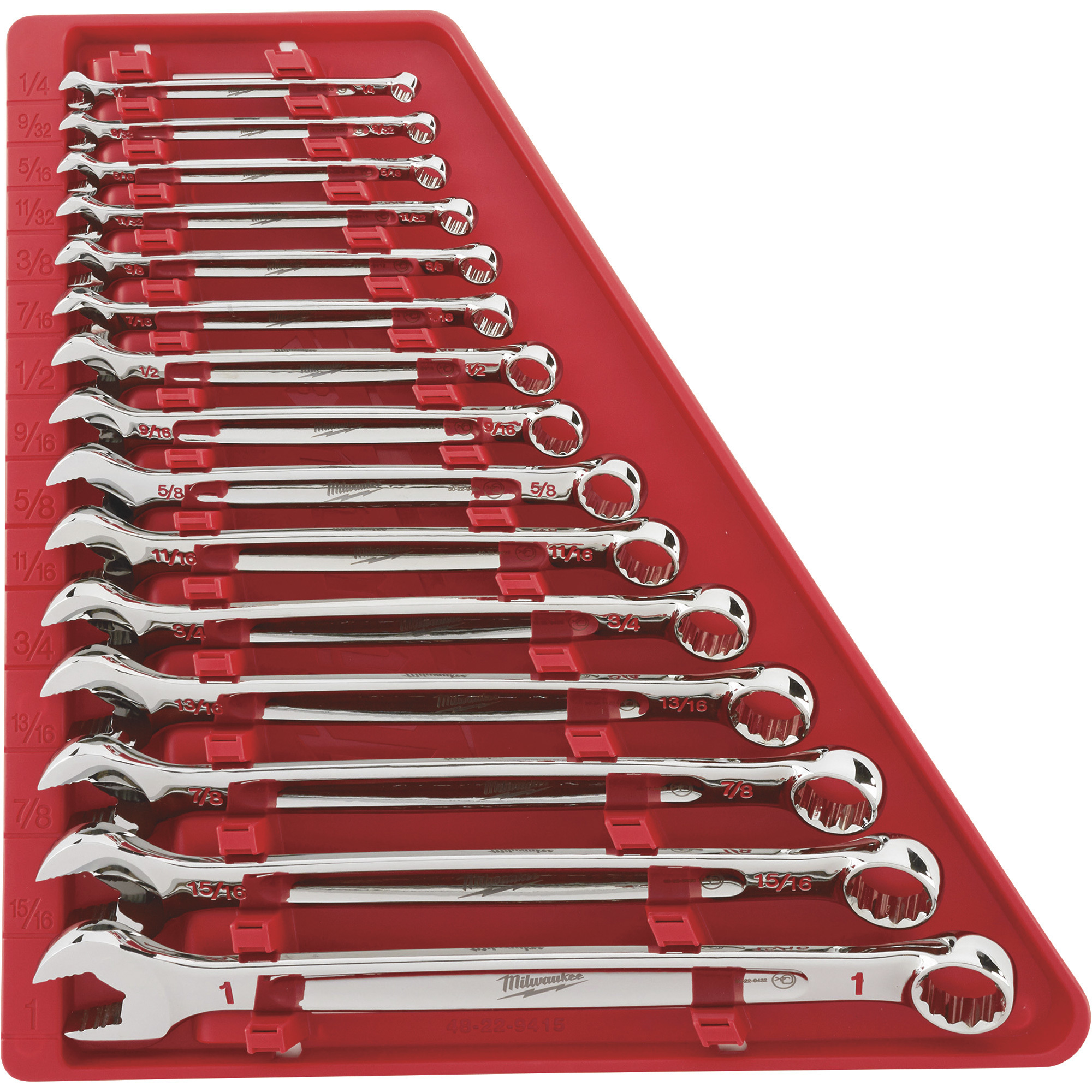 Milwaukee Combination Wrench Set, 15 Pcs., SAE, Model 48-22-9415