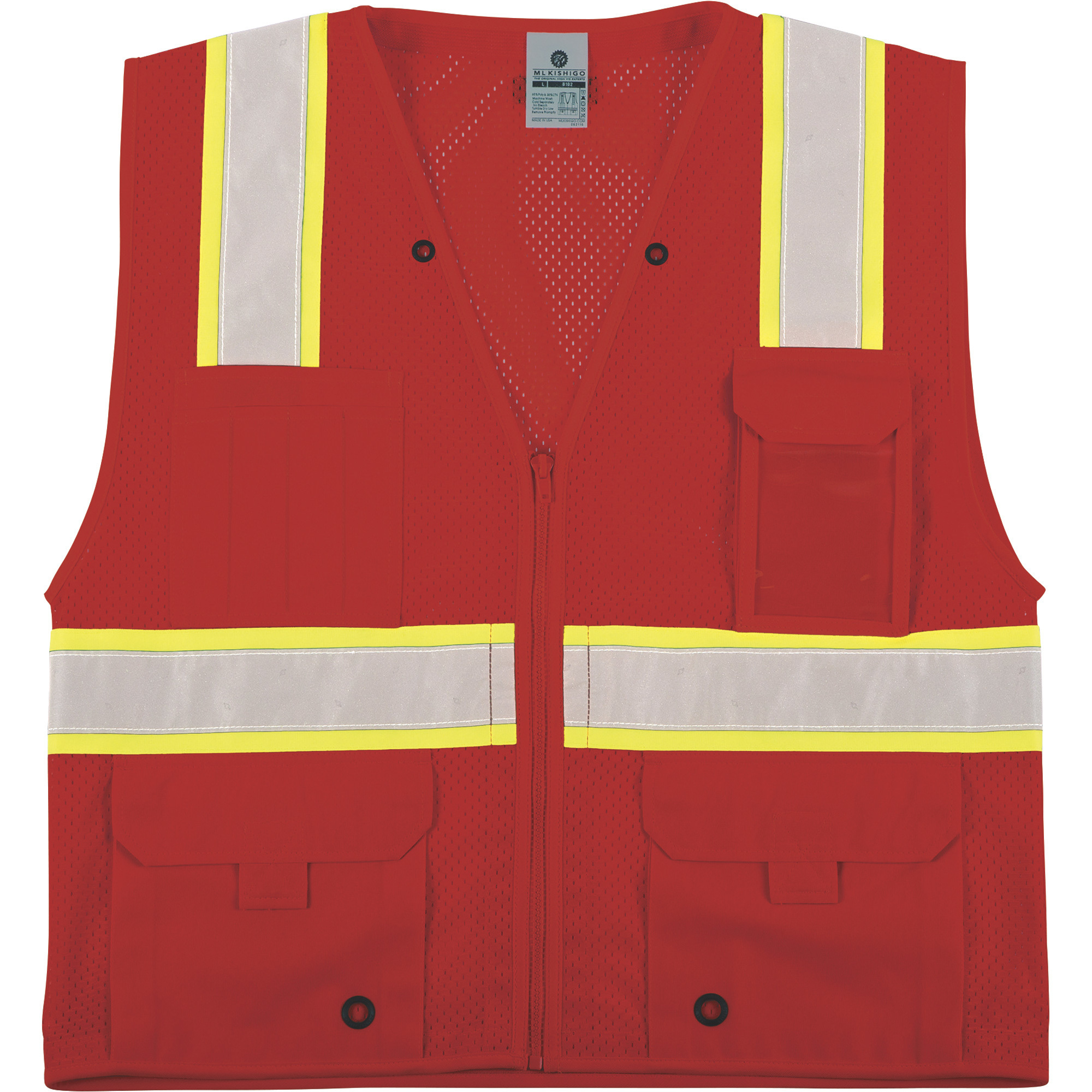 Kishigo Men's Enhanced Visibility Multi-Pocket Mesh Vest â 2XL/3XL, Red, Model B-103-2X-3X