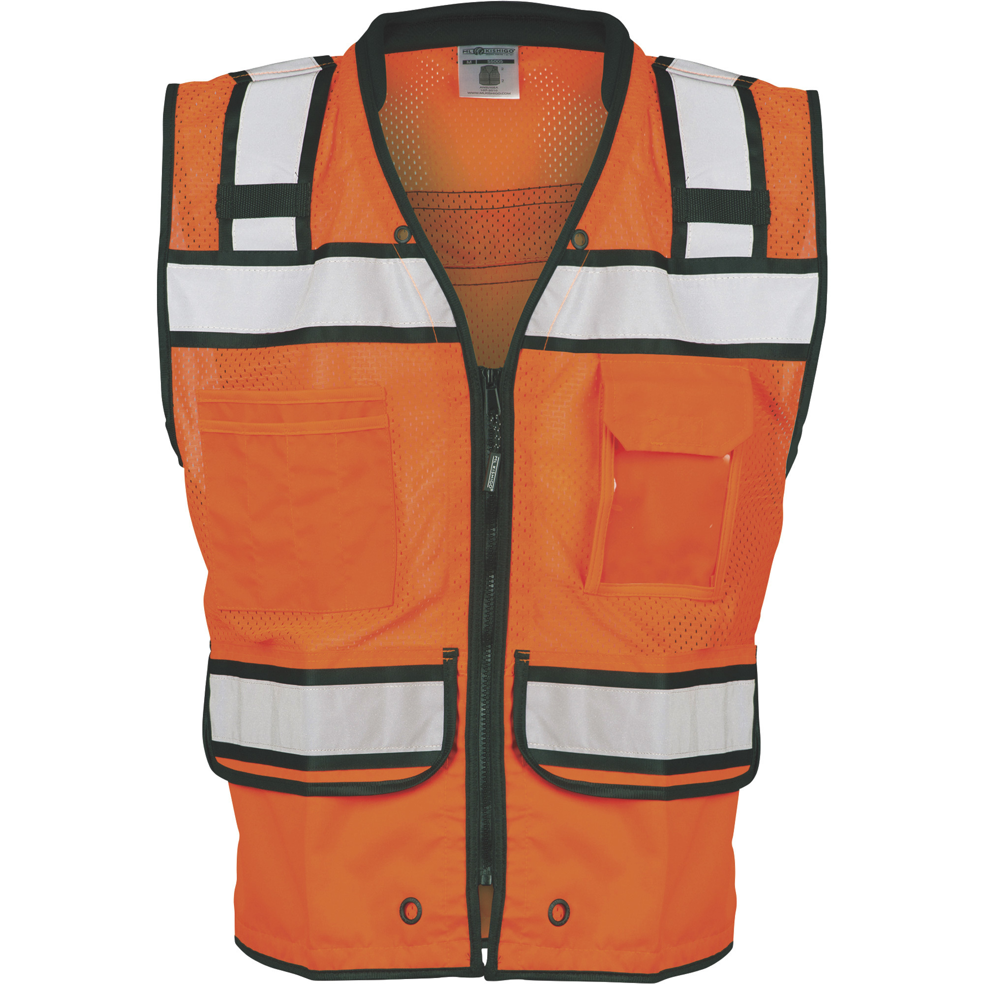 Kishigo Menâs Class 2 High Visibility Surveyorâs Vest â Orange, Medium, Model S5005-M