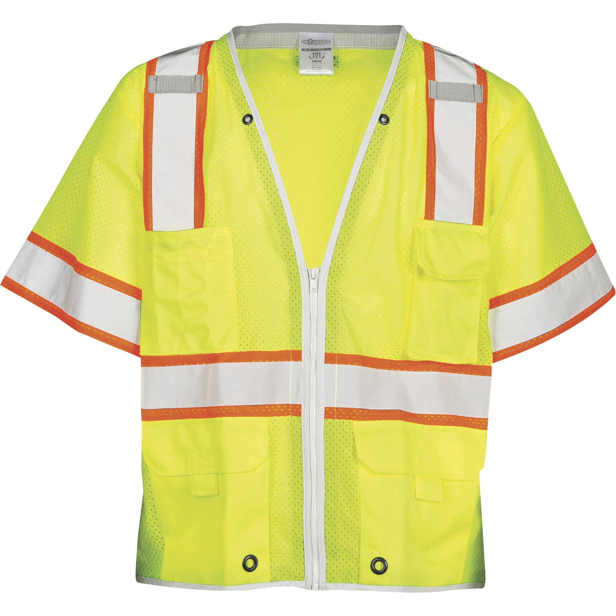 Kishigo Menâs Class 3 High Visibility Premium Brilliant Series Heavy-Duty Vest â Lime, 4XL, Model 1550-4X