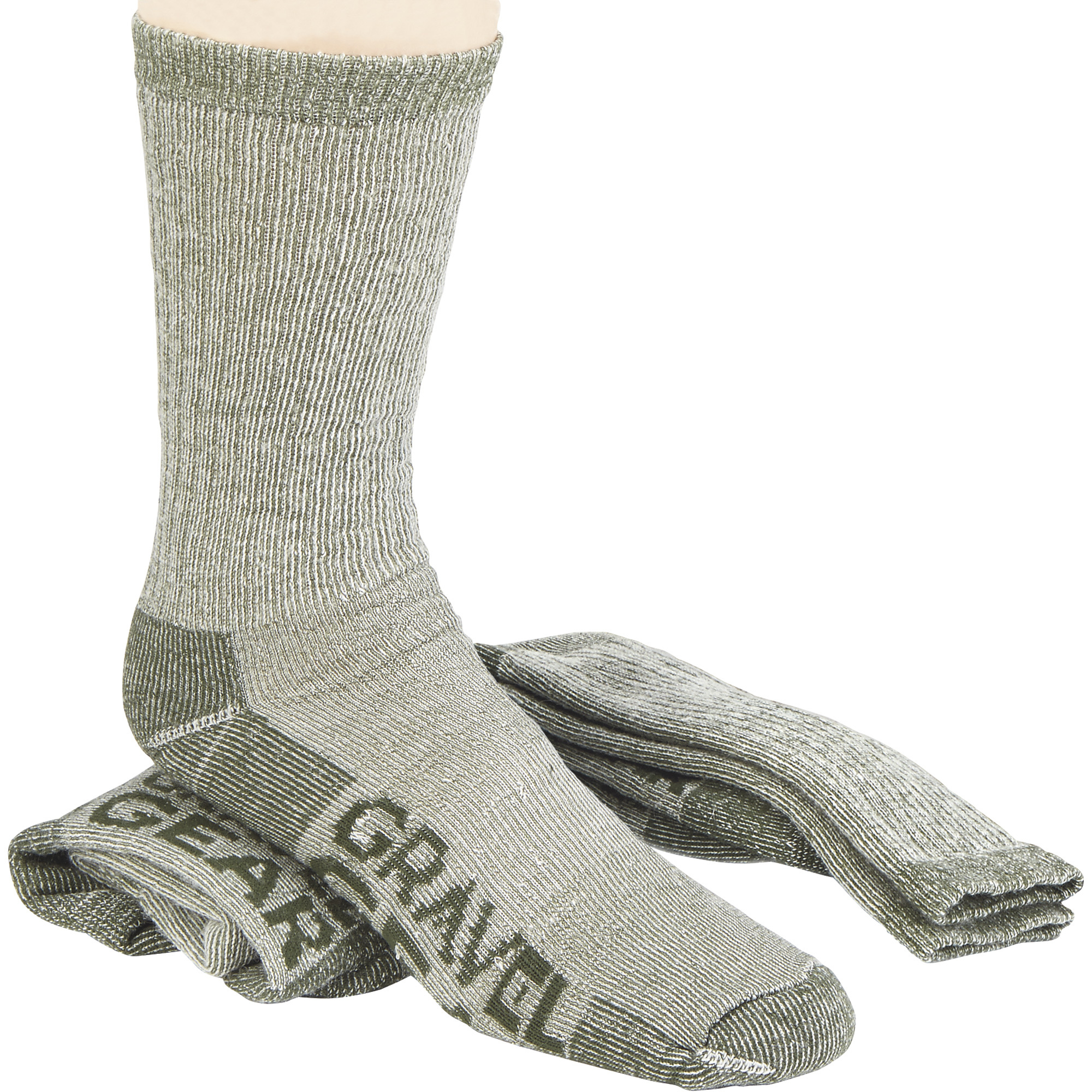 Gravel Gear Merino Wool Blend Midweight Crew Socks â 2-Pair, 11Inch Crew Length, Olive