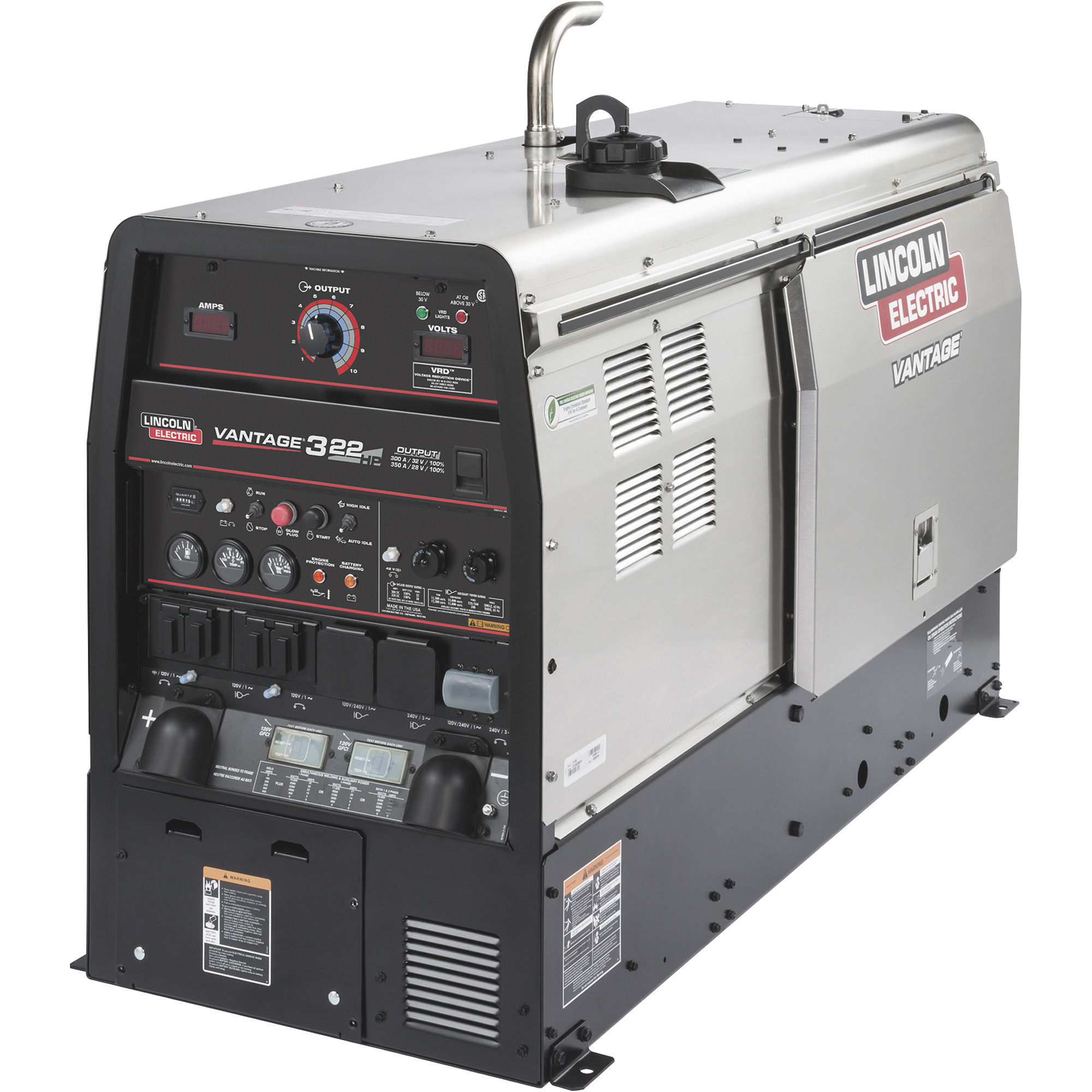 Lincoln Electric Vantage 322 Inverter Welder/Generator with 22 HP Kubota Diesel Engine and Electric Start, 30-400 Amp DC Output, 1800 Watt AC Power,