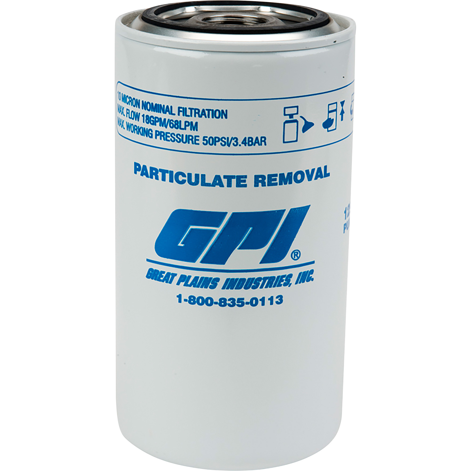 GPI 10 Micron Spin-On Particulate Fuel Filter, 18 GPM, Model P-18-10-1