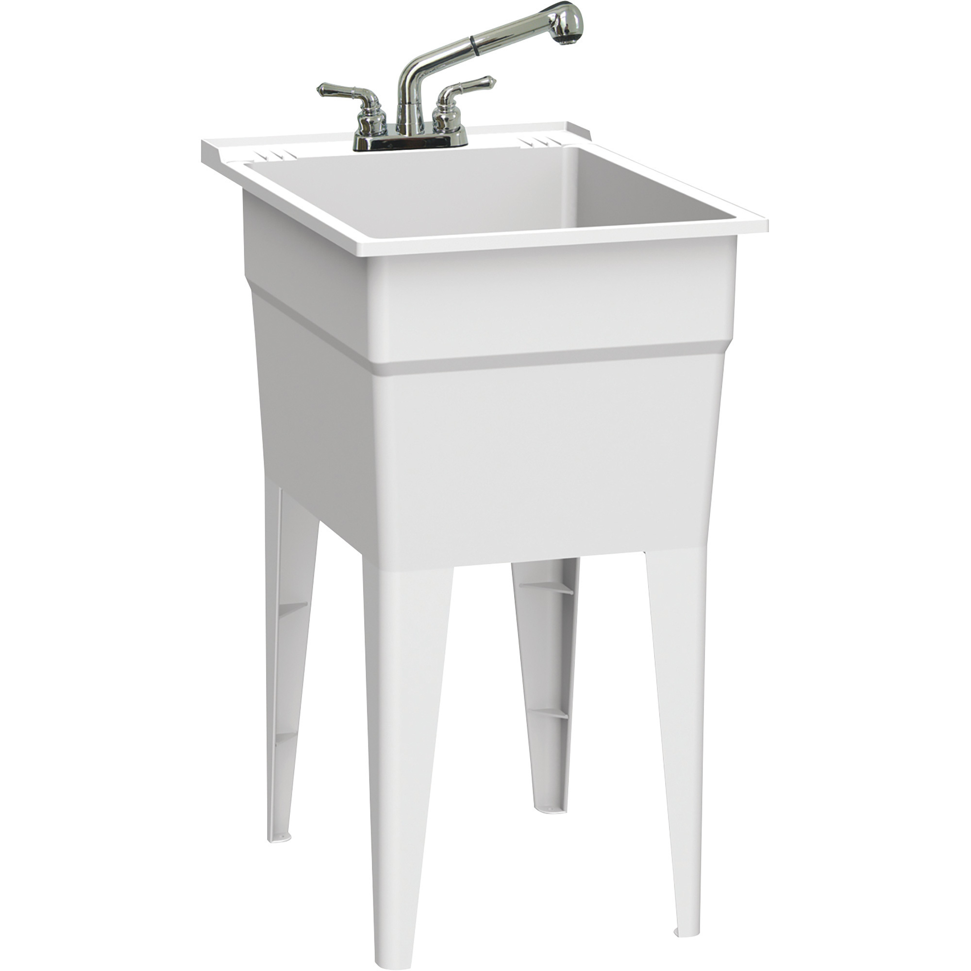Rugged Tub Garage Sink with Pull-Out Faucet â 18Inch W, White, Polypropylene, Model N52WK1