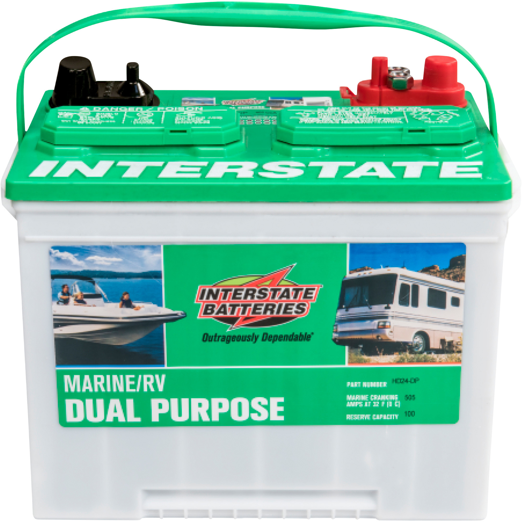 Interstate Batteries Deep Cycle Marine Battery, Group Size 24M, 12 Volt, Model HD24-DP