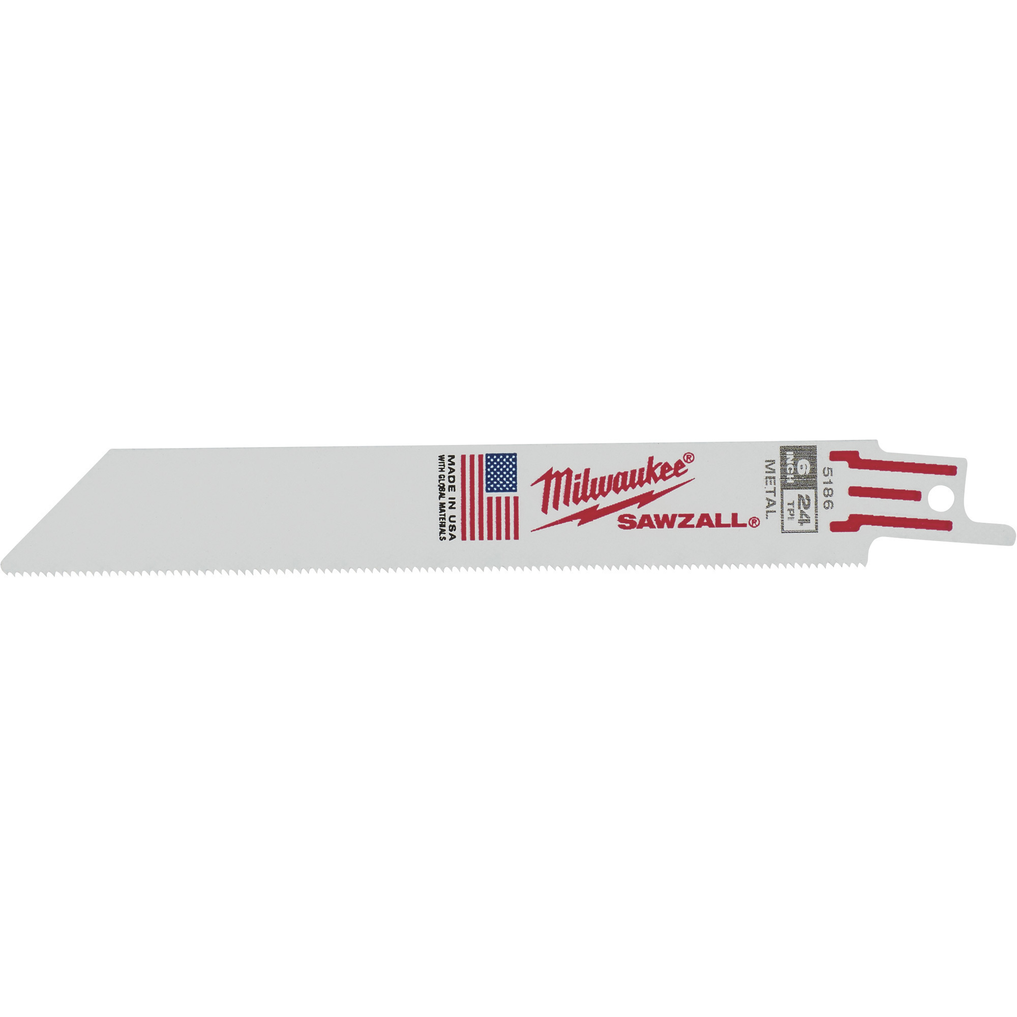 Milwaukee Sawzall Blade, 6Inch Length, 24 TPI, Model 48-00-5186